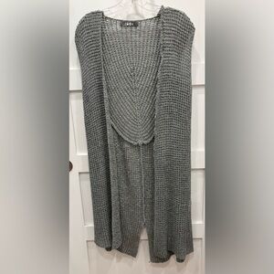 Grey Open-Knit Cardigan Vest by 1904 Neutral Boho Hippie Festival Y2K
